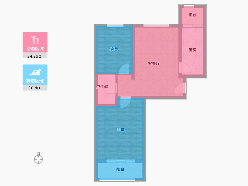 北京-北京市-冬晴园-65.63-户型库-动静分区