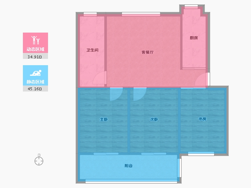 湖南省-长沙市-湖南省电信公司铁银花园宿舍-94.00-户型库-动静分区