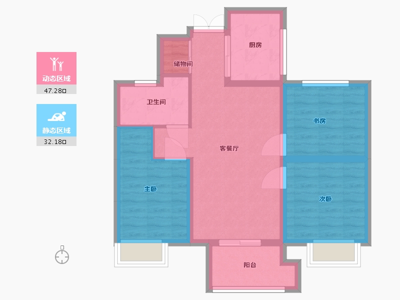 江苏省-南京市-花样年花郡-70.50-户型库-动静分区