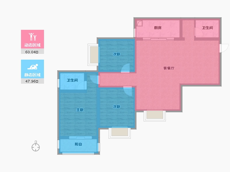 陕西省-西安市-西安交通大学医学院第一附属医院住宅小区-95.50-户型库-动静分区