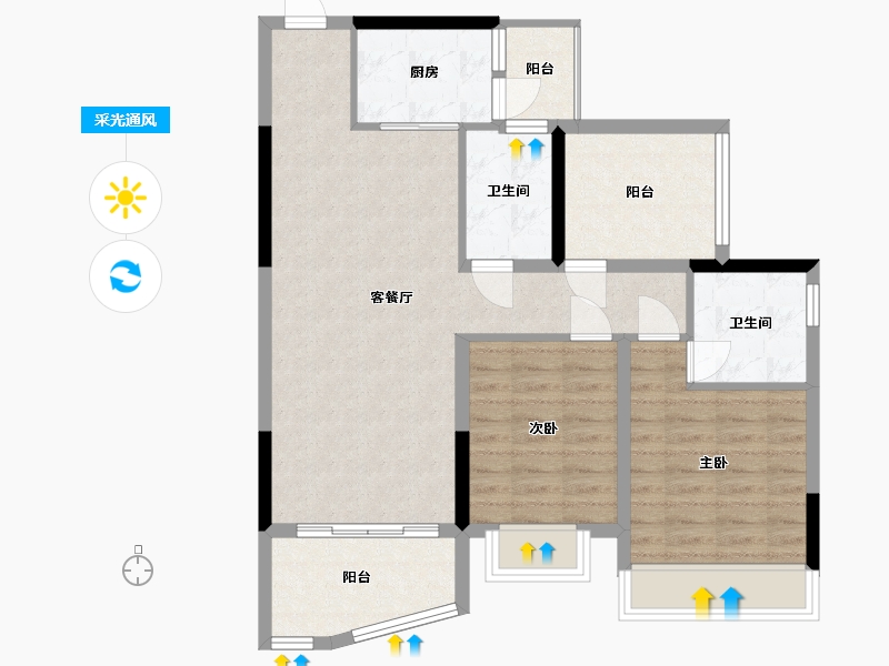 广东省-肇庆市-顺宝天誉花园-86.40-户型库-采光通风