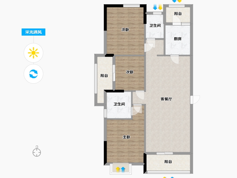 湖北省-黄石市-正泰华府-97.46-户型库-采光通风