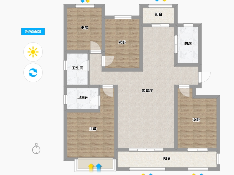 河南省-新乡市-嘉祥名郡-110.34-户型库-采光通风