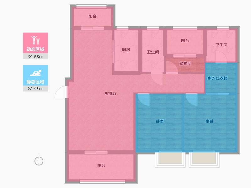 广东省-潮州市-滨江华府-86.00-户型库-动静分区