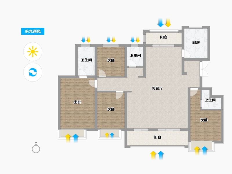 宁夏回族自治区-固原市-陕建(清岳坊)住宅项目-136.00-户型库-采光通风