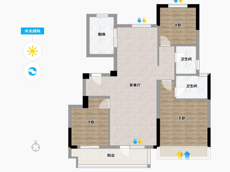 山东省-济宁市-国滨府臻悦-94.40-户型库-采光通风