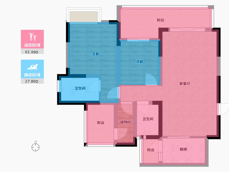 四川省-泸州市-豪安城市之光-86.00-户型库-动静分区