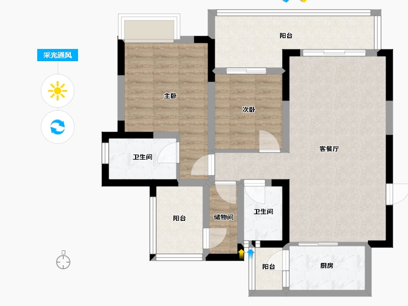 四川省-泸州市-豪安城市之光-86.00-户型库-采光通风