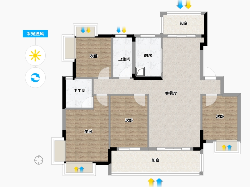 海南省-昌江黎族自治县-红棉才郡-114.03-户型库-采光通风