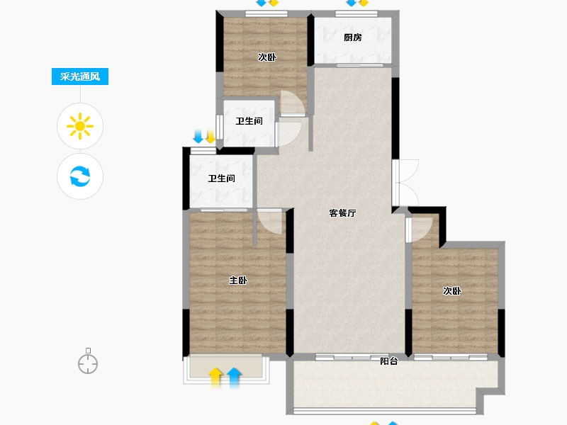 河南省-漯河市-舞阳建业城-106.59-户型库-采光通风