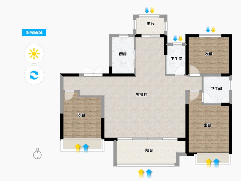 河南省-安阳市-泰和府-106.92-户型库-采光通风