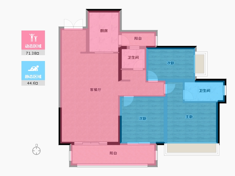 浙江省-杭州市-西兴街125-104.00-户型库-动静分区