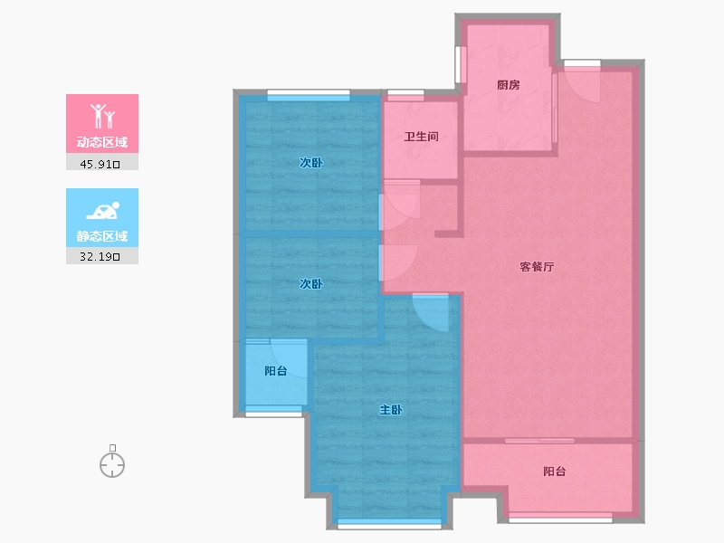 浙江省-嘉兴市-碧桂园山湖源著-75.70-户型库-动静分区