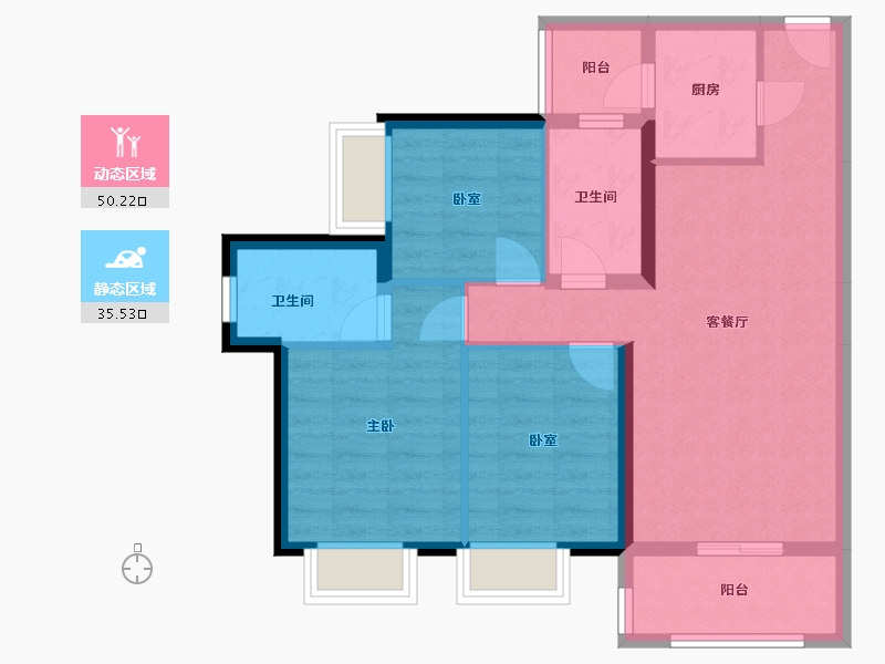 四川省-成都市-嘉裕第六洲-82.95-户型库-动静分区