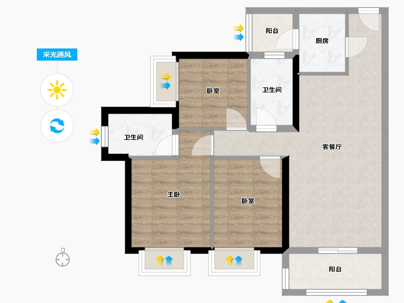 四川省-成都市-嘉裕第六洲-82.95-户型库-采光通风