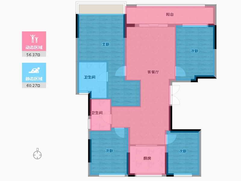 浙江省-台州市-桃花源-104.80-户型库-动静分区