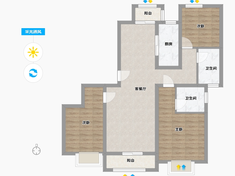 河南省-新乡市-东哲中南府-87.00-户型库-采光通风