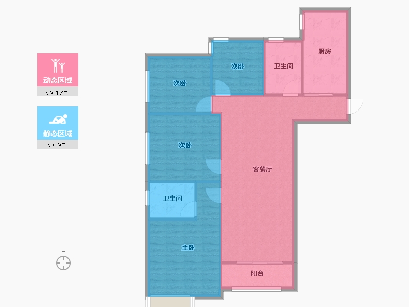 河南省-郑州市-金水世纪城-105.00-户型库-动静分区