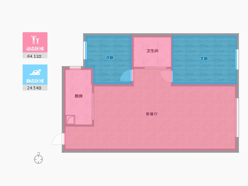 内蒙古自治区-鄂尔多斯市-世景丽都-79.98-户型库-动静分区