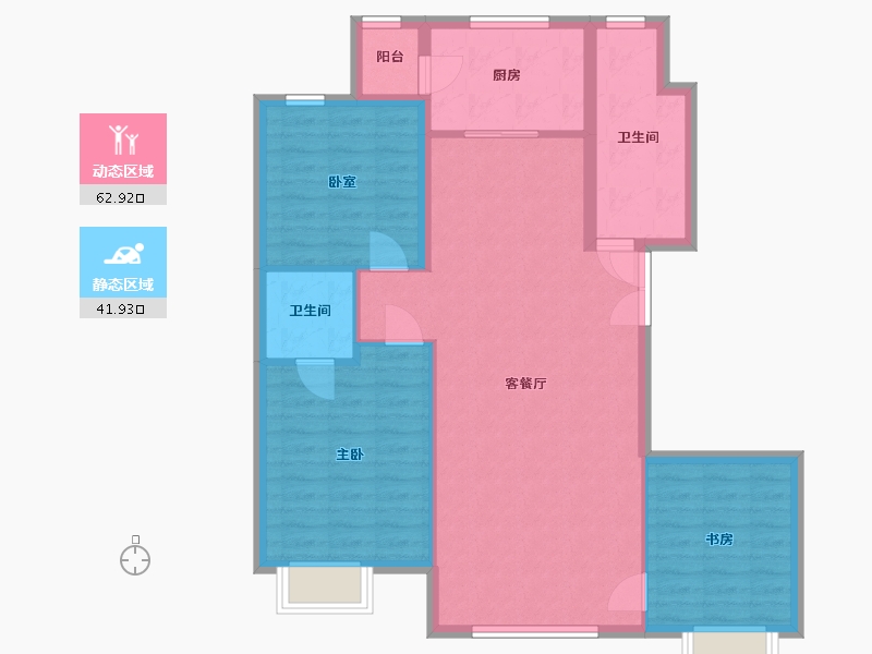 甘肃省-酒泉市-敦湖花园A区-95.26-户型库-动静分区