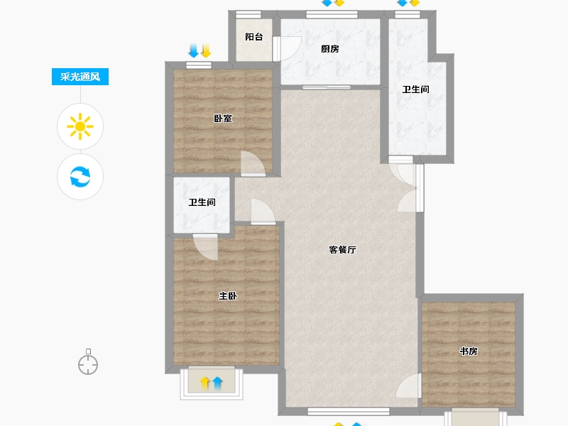 甘肃省-酒泉市-敦湖花园A区-95.26-户型库-采光通风