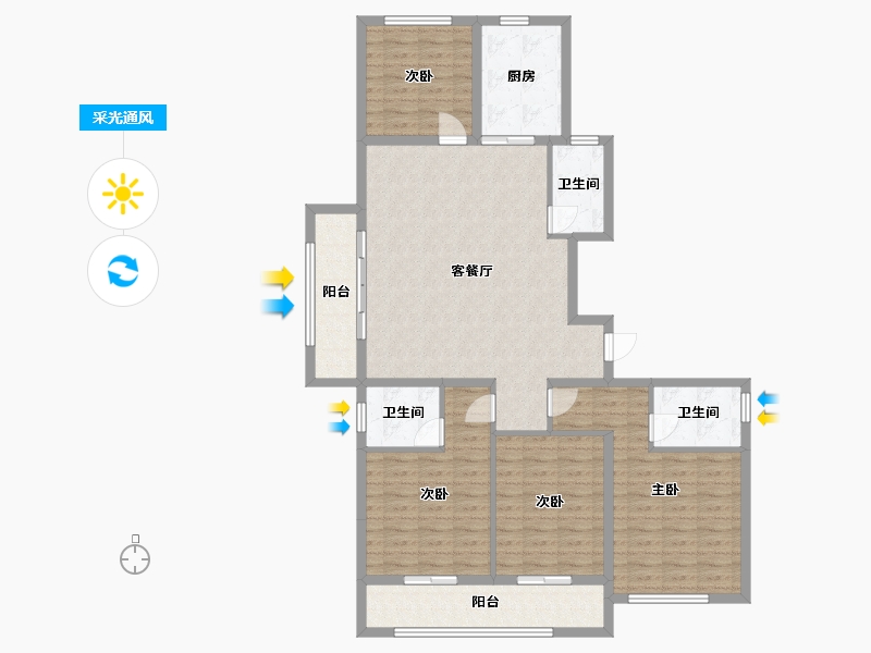 浙江省-金华市-上溪-140.00-户型库-采光通风