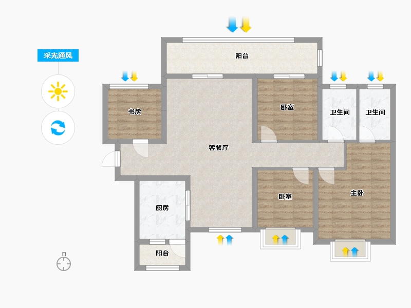 四川省-成都市-中建天府公馆-113.60-户型库-采光通风