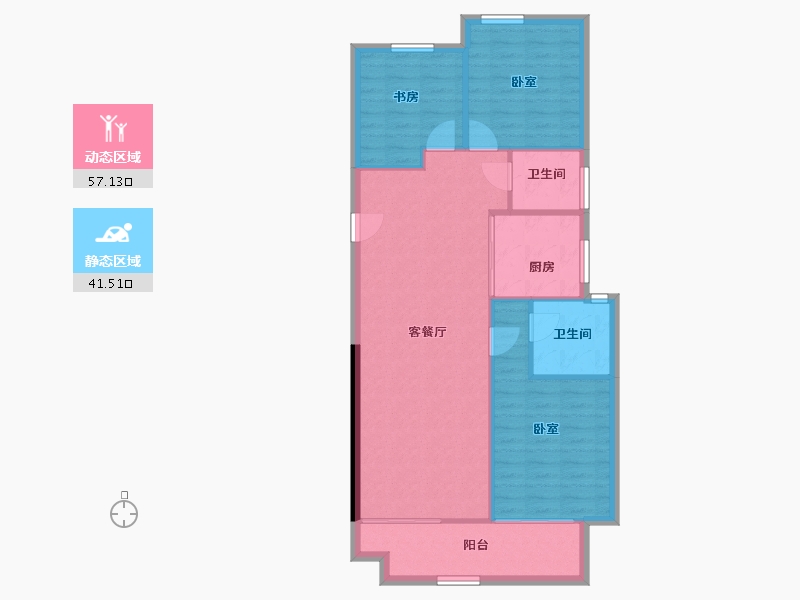 陕西省-西安市-华清园·文津观澜-90.68-户型库-动静分区