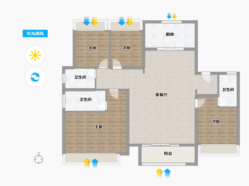 上海-上海市-建发观唐府-143.06-户型库-采光通风