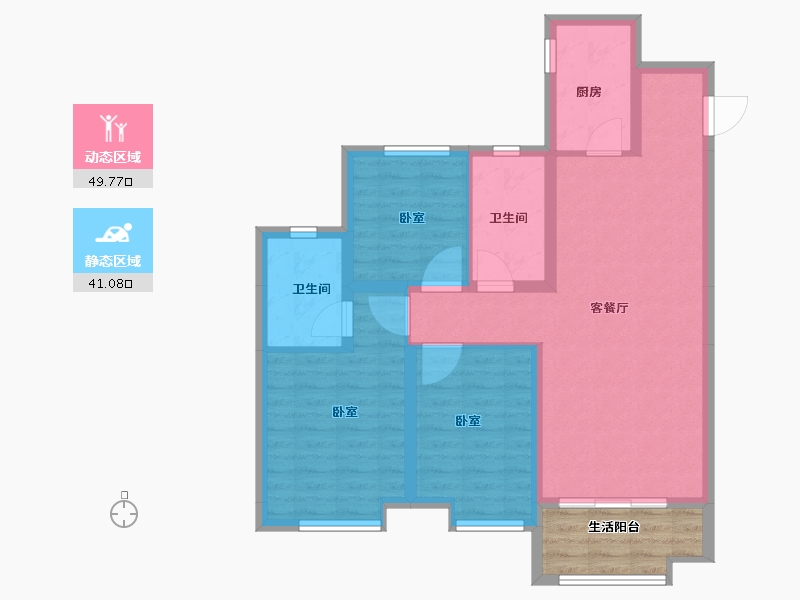 河北省-沧州市-保利拉菲公馆-86.82-户型库-动静分区