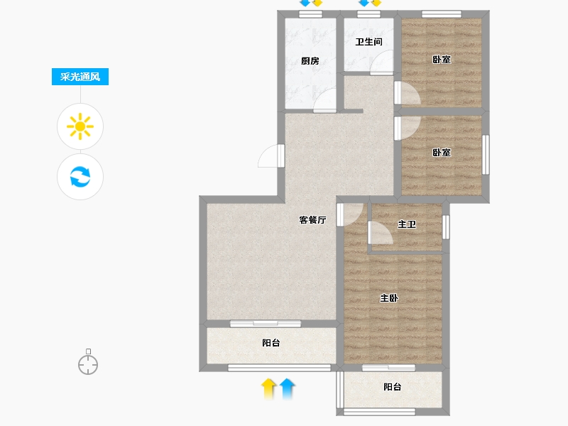 陕西省-宝鸡市-沣源名居-84.86-户型库-采光通风