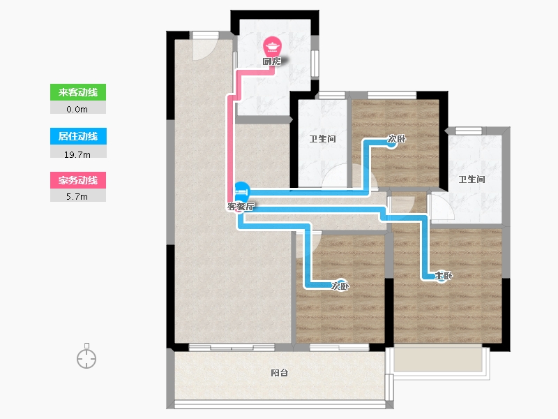 江苏省-苏州市-越秀悦年华花园-84.00-户型库-动静线