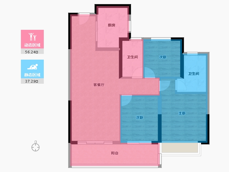 江苏省-苏州市-越秀悦年华花园-84.00-户型库-动静分区