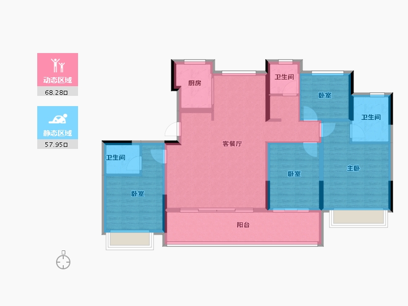 浙江省-台州市-裕景壹号公馆-113.63-户型库-动静分区