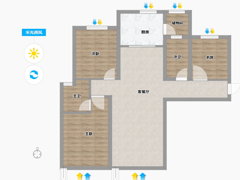 甘肃省-兰州市-保利领秀山-86.78-户型库-采光通风