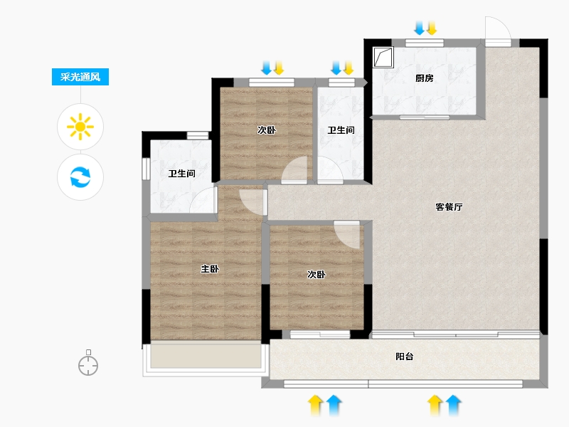 浙江省-嘉兴市-绿城·锦玉园-97.19-户型库-采光通风