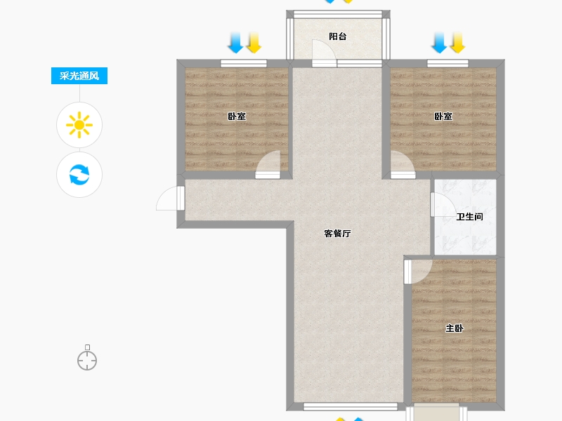 山东省-烟台市-金晖水清木华-89.04-户型库-采光通风