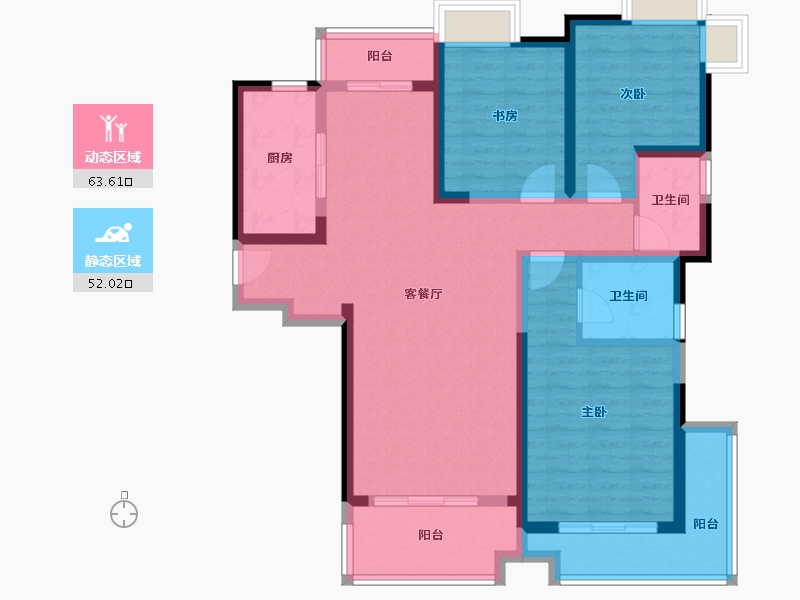 陕西省-西安市-星雨华府-101.98-户型库-动静分区