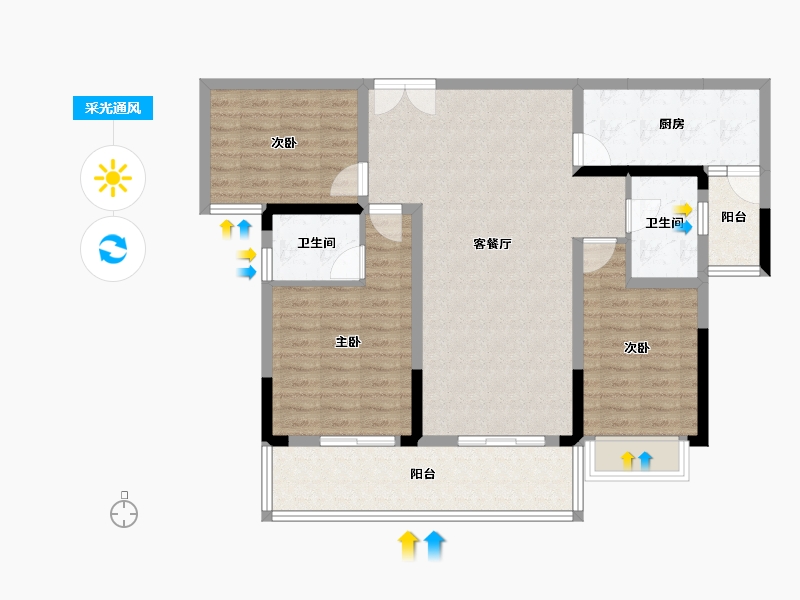 云南省-曲靖市-凤凰城·寥廓府邸-102.68-户型库-采光通风