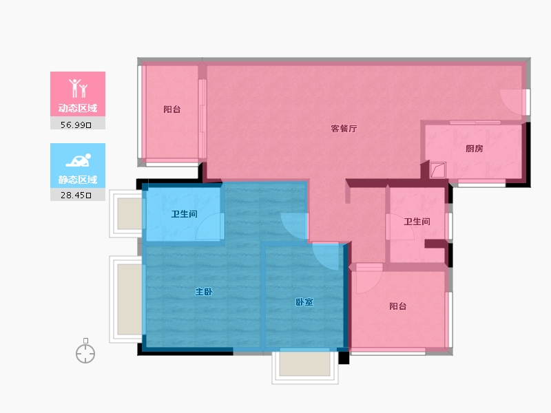 广东省-惠州市-卓越东部蔚蓝海岸-75.90-户型库-动静分区