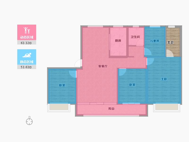 河北省-衡水市-天正·山河玺院-110.25-户型库-动静分区