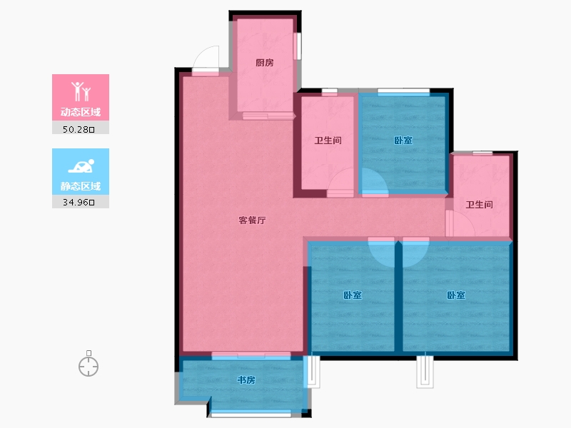 河北省-沧州市-保利拉菲公馆-74.69-户型库-动静分区