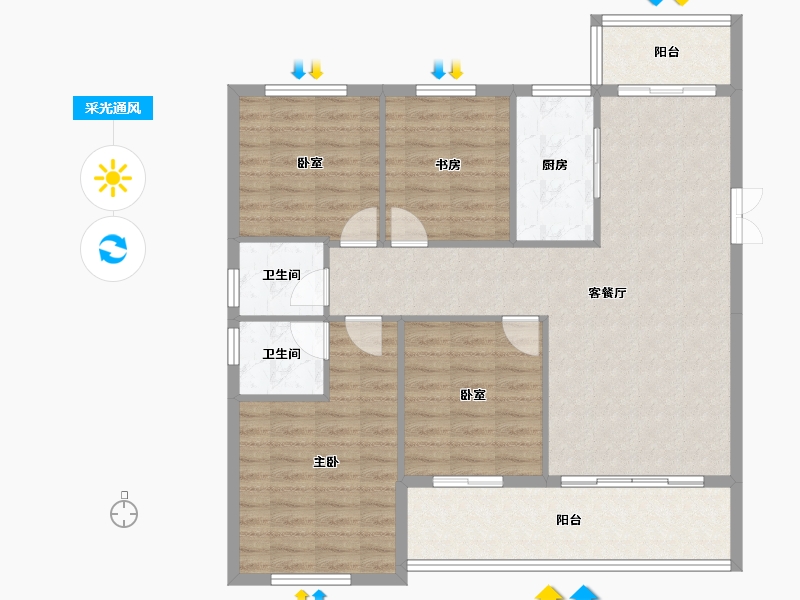 湖北省-宜昌市-康居●阳光城-105.95-户型库-采光通风