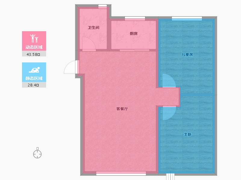 内蒙古自治区-赤峰市-航安金和学苑-65.03-户型库-动静分区