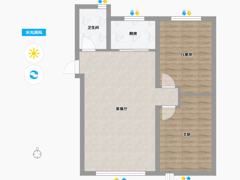 内蒙古自治区-赤峰市-航安金和学苑-65.03-户型库-采光通风