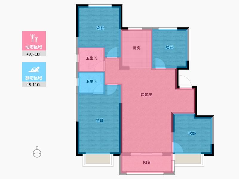 河北省-廊坊市-锦宸佳园-87.49-户型库-动静分区