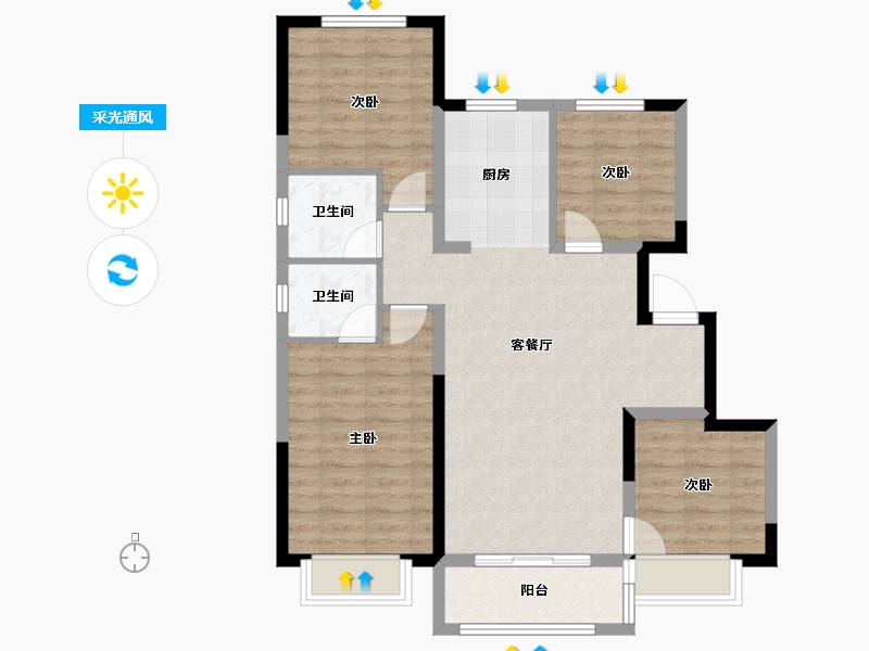 河北省-廊坊市-锦宸佳园-87.49-户型库-采光通风