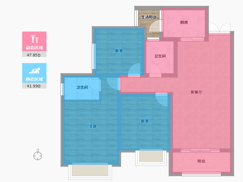 重庆-重庆市-康田栖棠观樾-81.78-户型库-动静分区