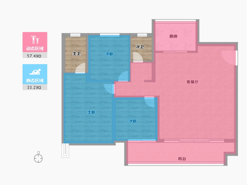 河南省-南阳市-鑫联·山河印象-88.50-户型库-动静分区