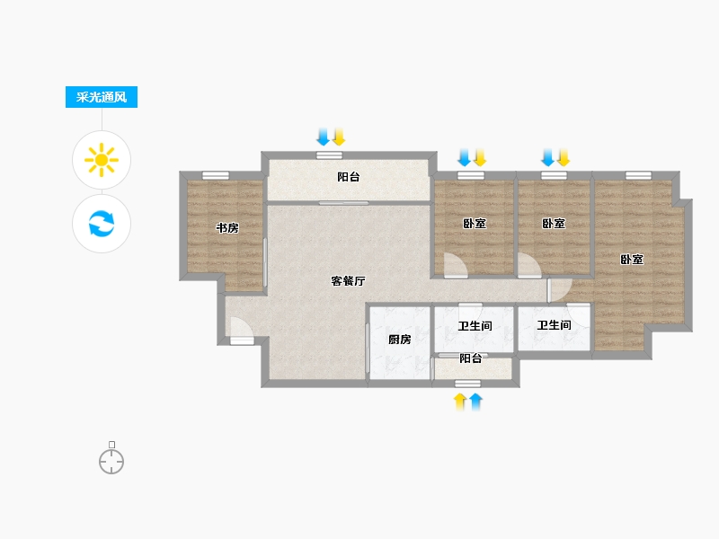 重庆-重庆市-金辉云缦长滩-93.67-户型库-采光通风